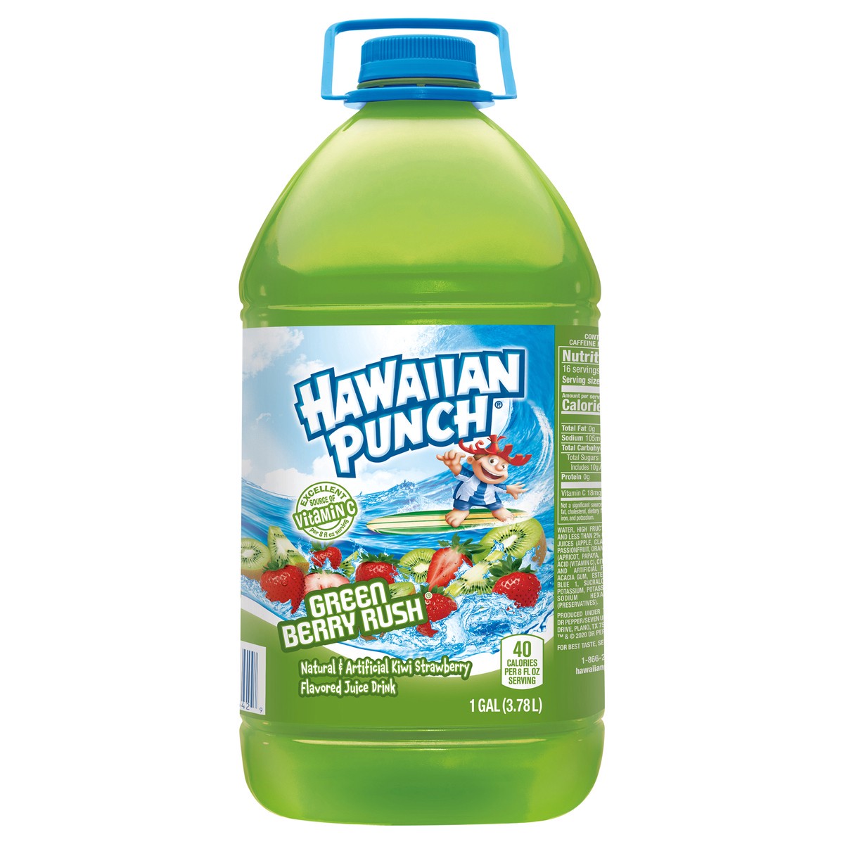 slide 1 of 6, Hawaiian Punch Green Berry Rush Juice Drink, 1 gal bottle, 1 gal