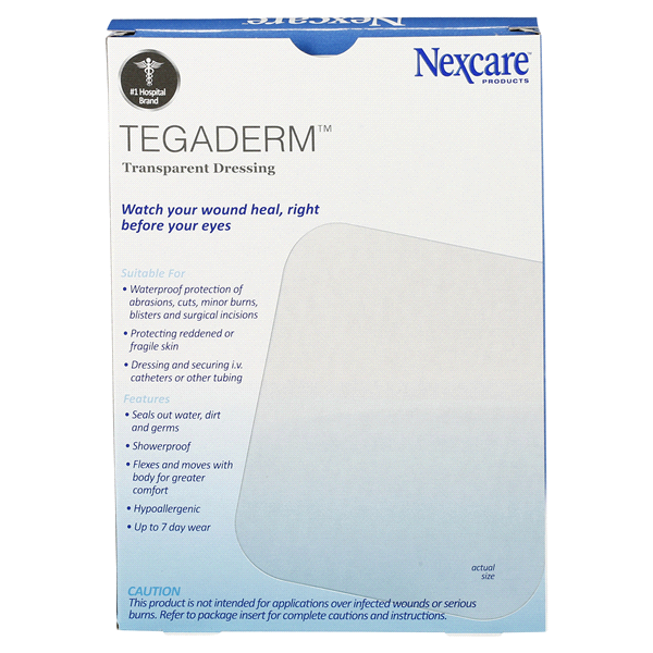 slide 5 of 5, Nexcare Tegaderm Waterproof Transparent Dressing 4 ea, 4 ct