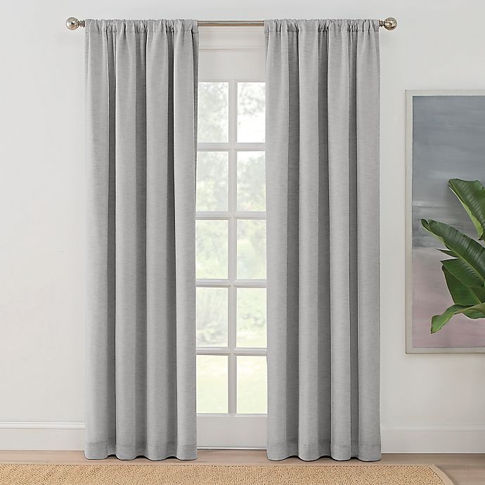 slide 1 of 1, Brookstone Zoey Solid Rod Pocket 100% Blackout Window Curtain Panel - Grey, 108 in