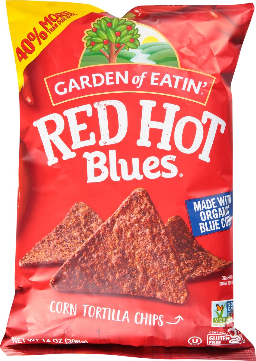 slide 7 of 13, Garden of Eatin' Red Hot Blues Corn Tortilla Chips 14 oz, 14 oz