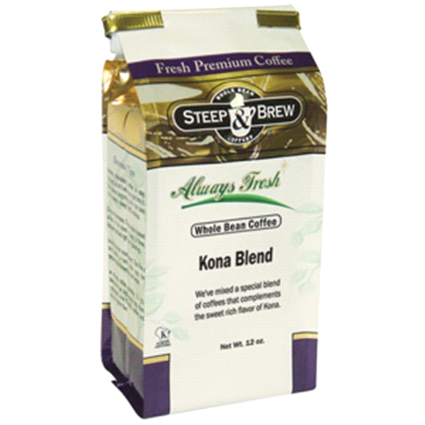 slide 1 of 1, Steep & Brew Whole Bean Coffee Kona Blend, 12 oz