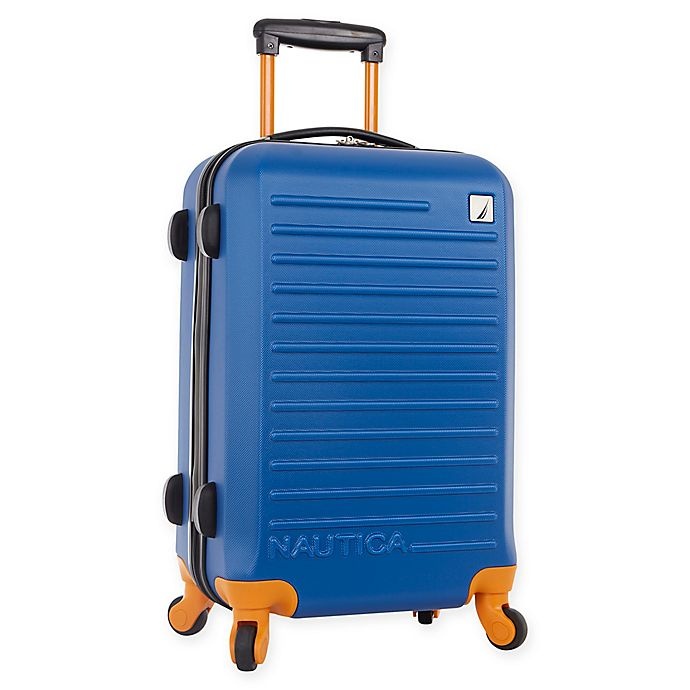 slide 1 of 4, Nautica Tide Beach Hardside Spinner Carry On Luggage - Blue/Tangerine, 21 in