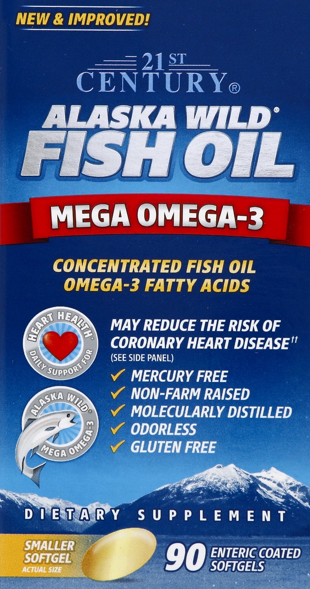 slide 4 of 5, 21st Century Alaska Wild Fish Oil Omega-3 Fatty Acids Dietary Supplement Coated Softgels, 90 ct