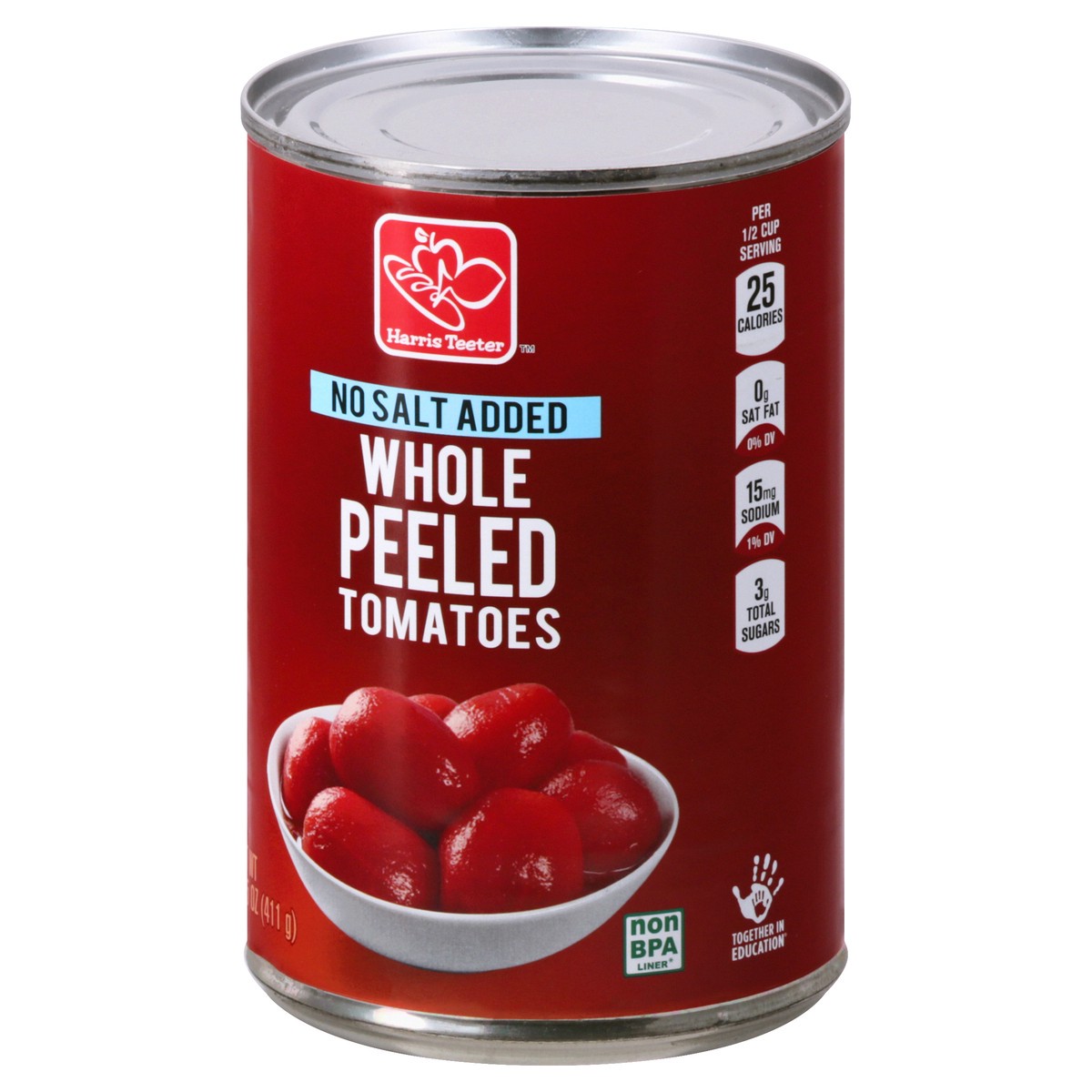 slide 8 of 11, Harris Teeter Whole Peeled Tomatoes - No Salt Added, 14.5 oz