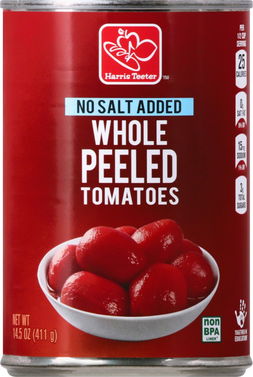 slide 11 of 11, Harris Teeter Whole Peeled Tomatoes - No Salt Added, 14.5 oz