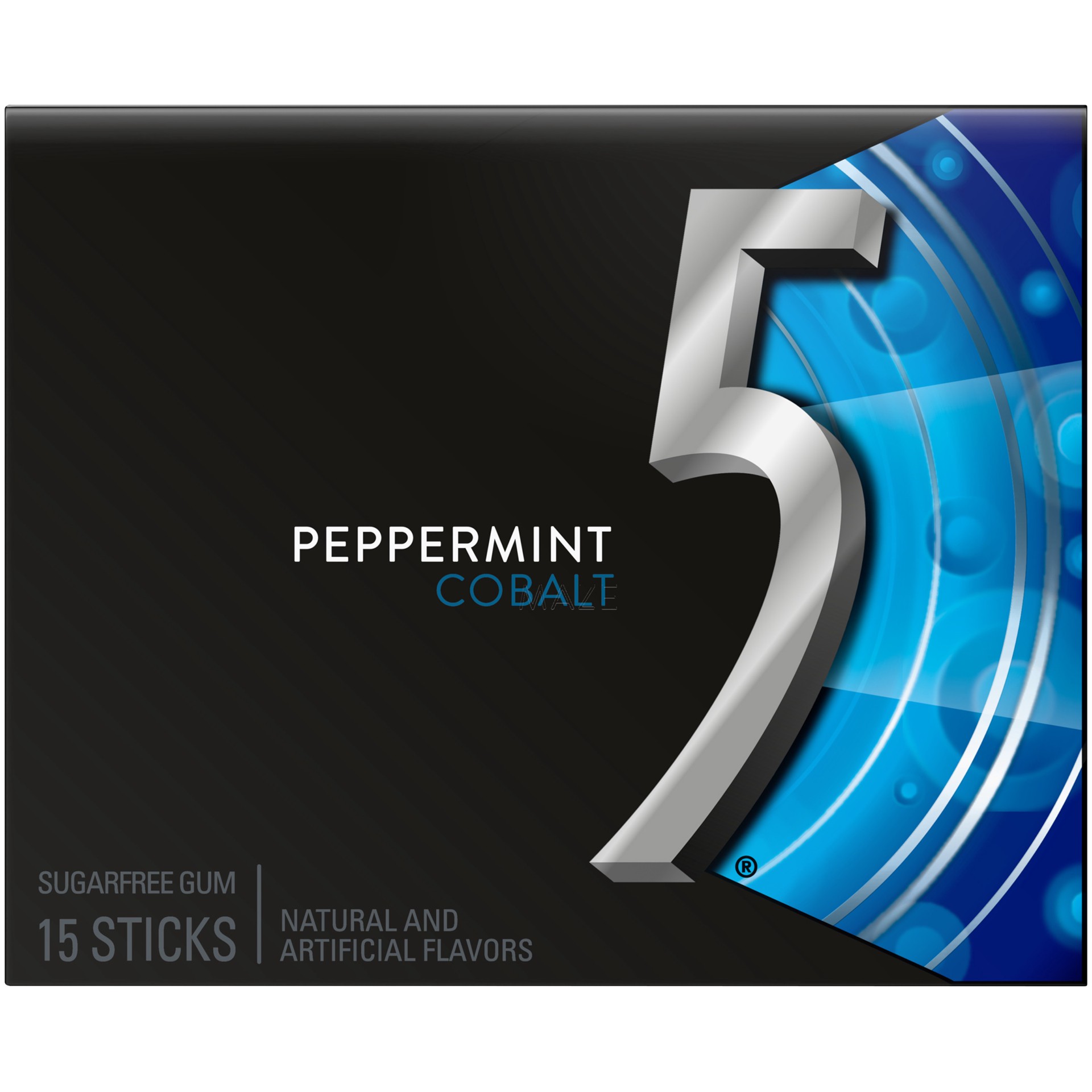 slide 1 of 7, 5 Gum Peppermint Cobalt Sugarfree Gum, single pack, 15 ct
