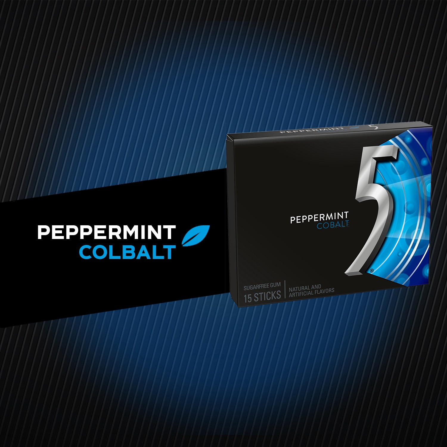 slide 4 of 8, 5 GUM Peppermint Cobalt Sugar Free Chewing Gum, 15 Sticks, 15 pc