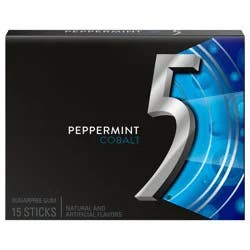 5 GUM Peppermint Cobalt Sugar Free Chewing Gum, 15 Sticks