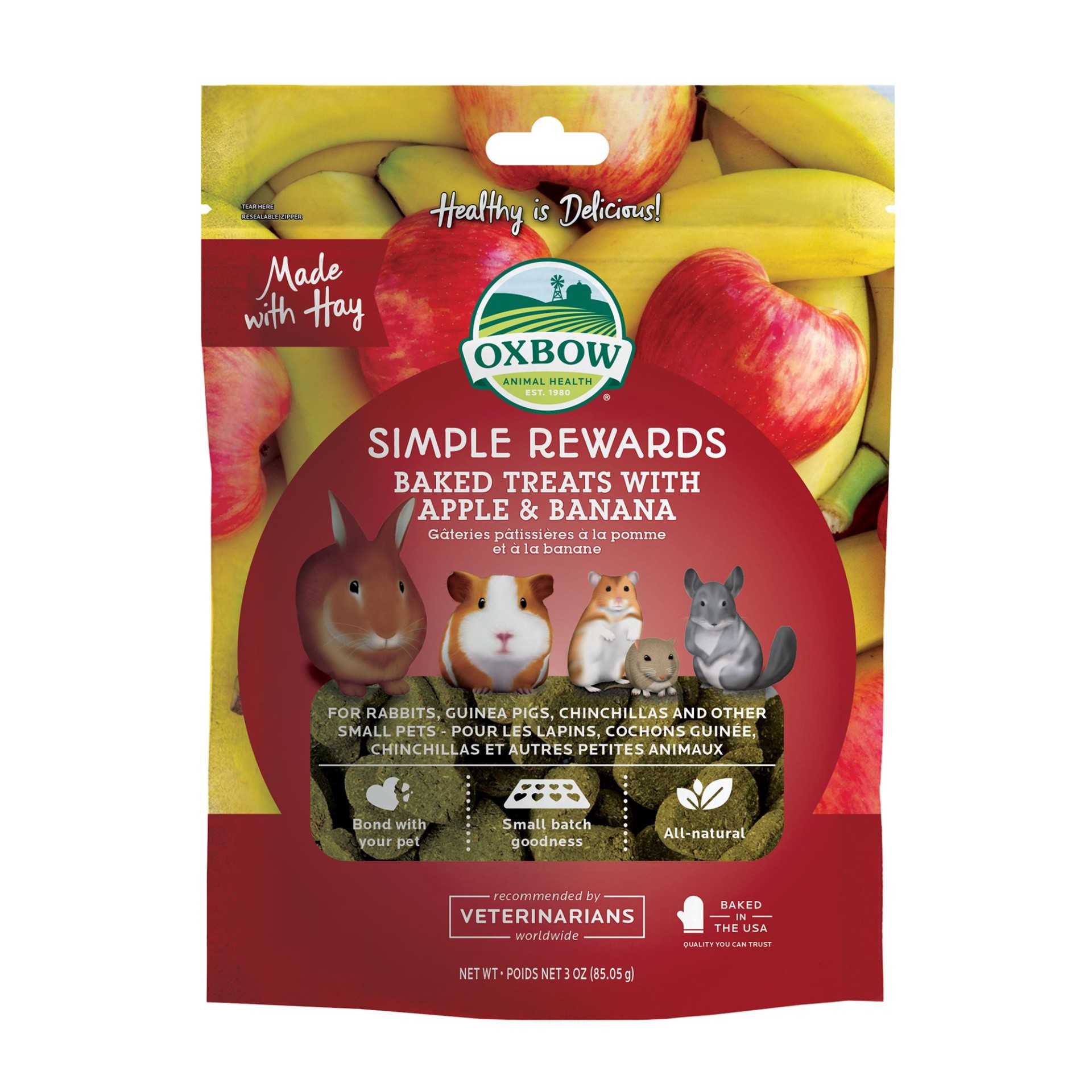 slide 1 of 1, Oxbow Simple Rewards Apple and Banana Baked Treat, 2 oz