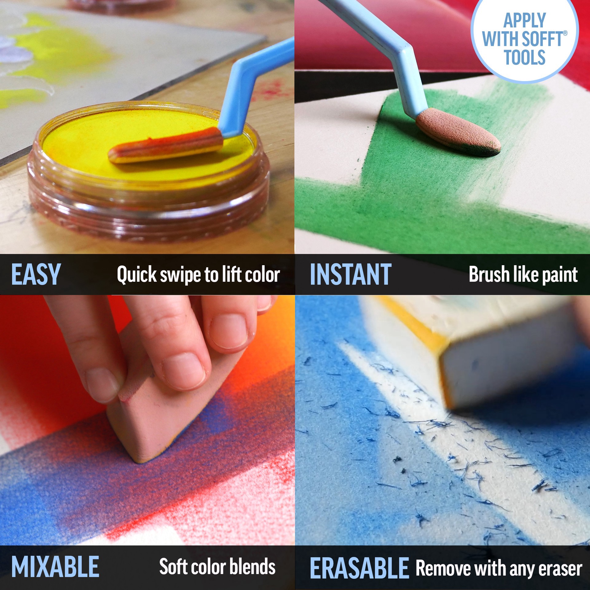 slide 5 of 10, PanPastel 6 Color Artist Pastels Set, includes sofft® knife and cover and 2 sponge bars