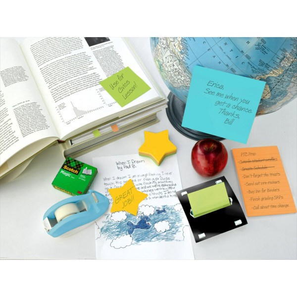 slide 3 of 5, Post-it, Super Sticky Die-Cut Star Notes, 3'' X 3'', Assorted Colors, Pack Of 2 Pads, 2 ct