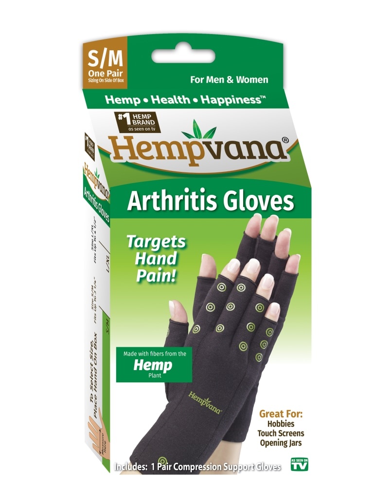 slide 1 of 1, Hempvana Arthritis Gloves, 1 ct