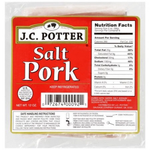 slide 1 of 1, J.C. Potter Salt Pork, 12 oz
