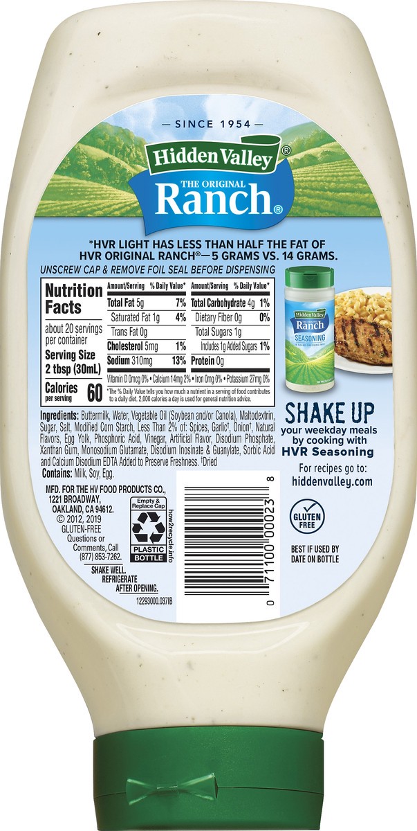 slide 4 of 7, Hidden Valley The Original Ranch Light Topping & Dressing 20 oz, 20 fl oz