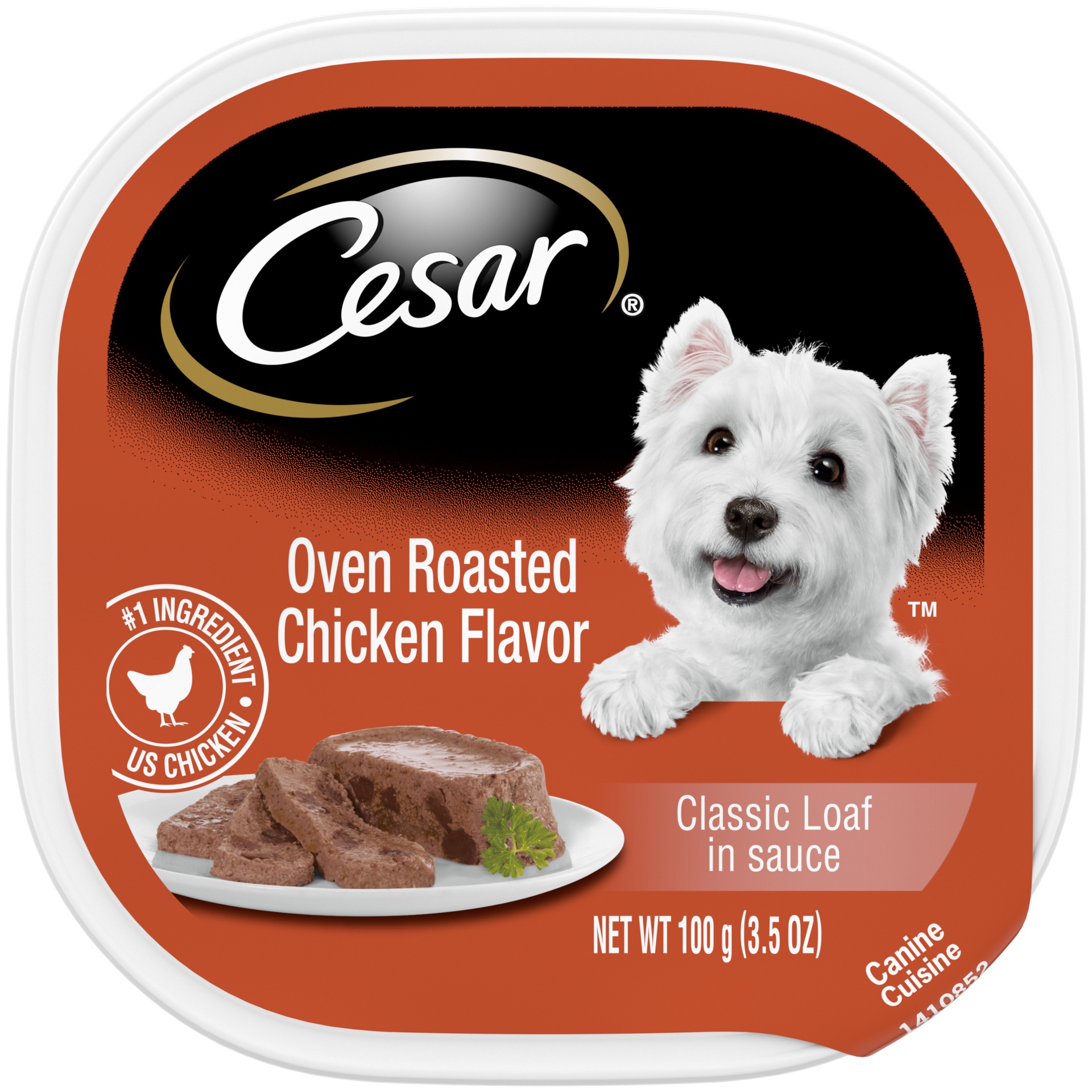 slide 1 of 1, CESAR Wet Dog Food Classic Loaf in Sauce Oven Roasted Chicken Flavor, (24) Easy Peel Trays, 3.5 oz
