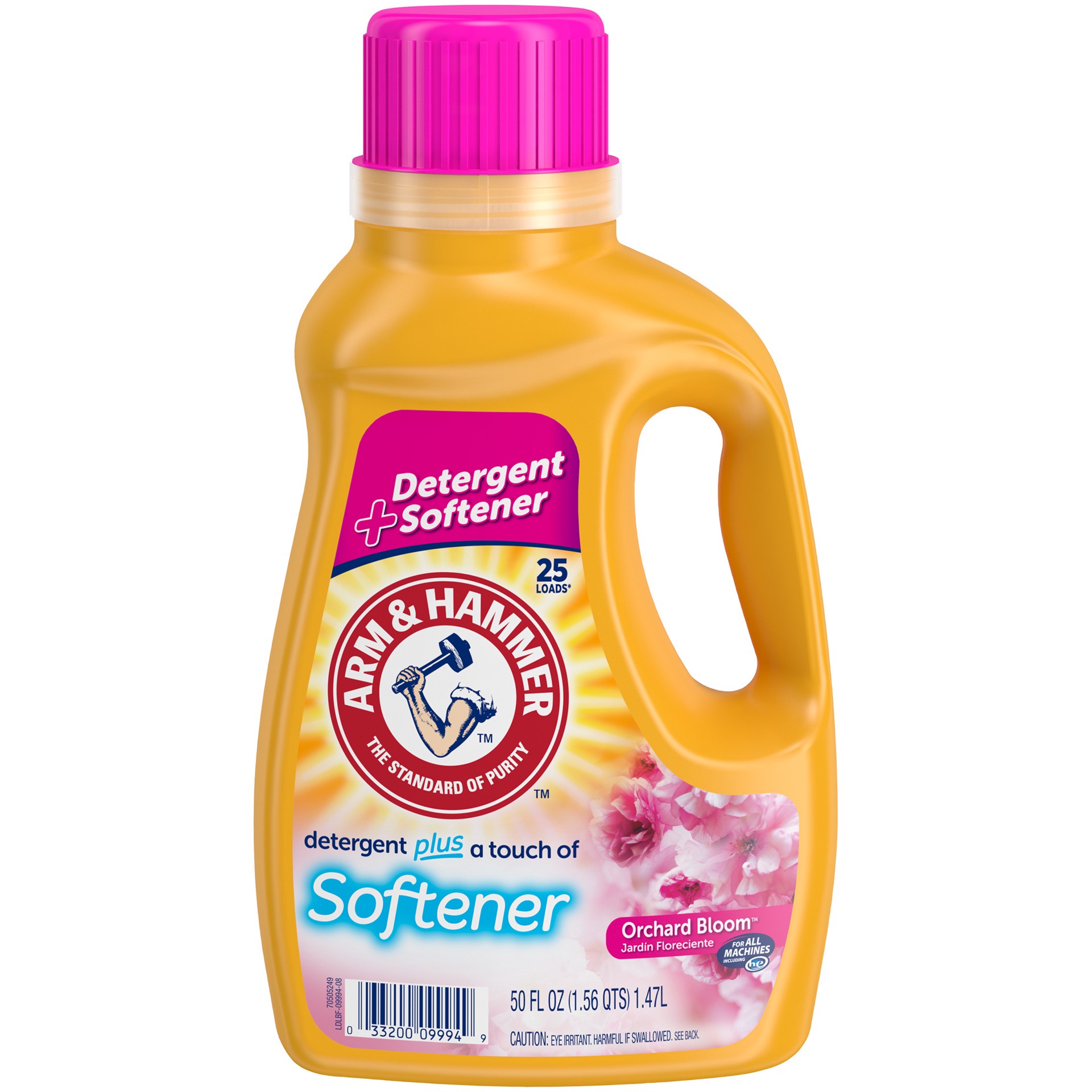 slide 1 of 5, ARM & HAMMER Arm Hammer Plus Softener Orchard Bloom, 25 Loads Liquid Laundry Detergent, 50 Fl oz, 50 fl oz