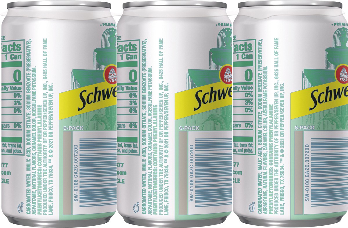 slide 7 of 7, Schweppes Zero Sugar Ginger Ale, 7.5 fl oz cans, 6 pack, 6 ct