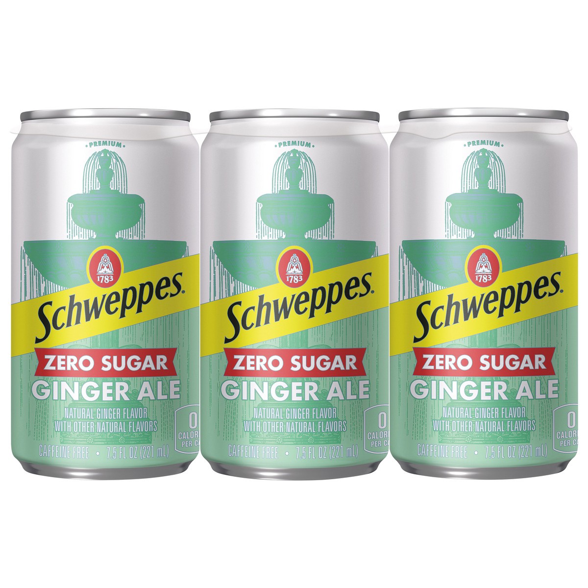 slide 1 of 7, Schweppes Zero Sugar Ginger Ale, 7.5 fl oz cans, 6 pack, 6 ct