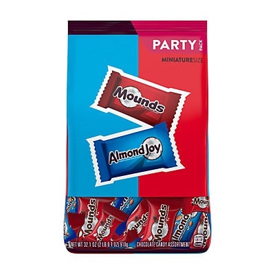 slide 1 of 1, Hershey's Almond Joy And Mounds Miniature Candy Assortment Party Pack, 32.1 oz