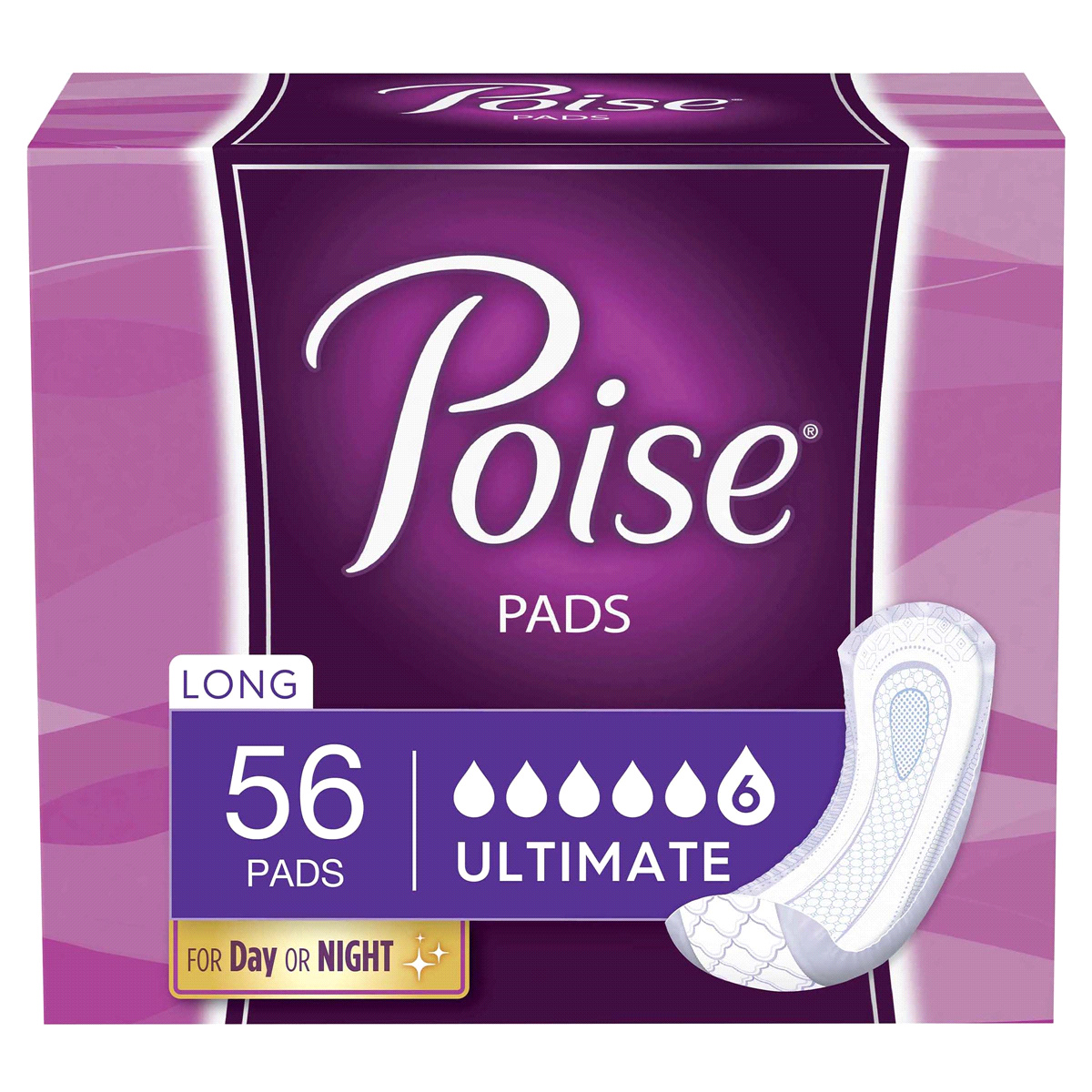 slide 1 of 1, Poise Pads, Ultimate Absorbency, Long Length, 56 ct