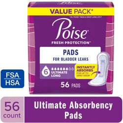 Poise Pads, Ultimate Absorbency, Long Length