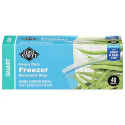 First Street Reclosable Quart Freezer Bags