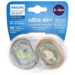 Philips Avent 6-18 Months Ultra Air Orthodontic Pacifiers, 2 Each