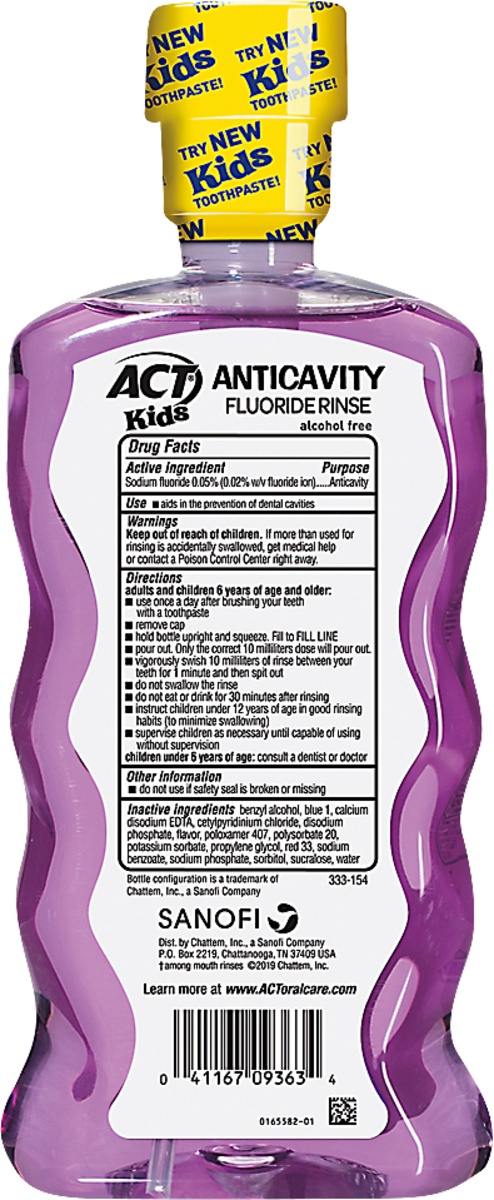 slide 4 of 4, ACT Kids Anti-Cavity Fluoride Rinse Groovy Grape Children's Mouthwash with Fluoride &; Exact Dosage Meter, 16.9 fl oz
