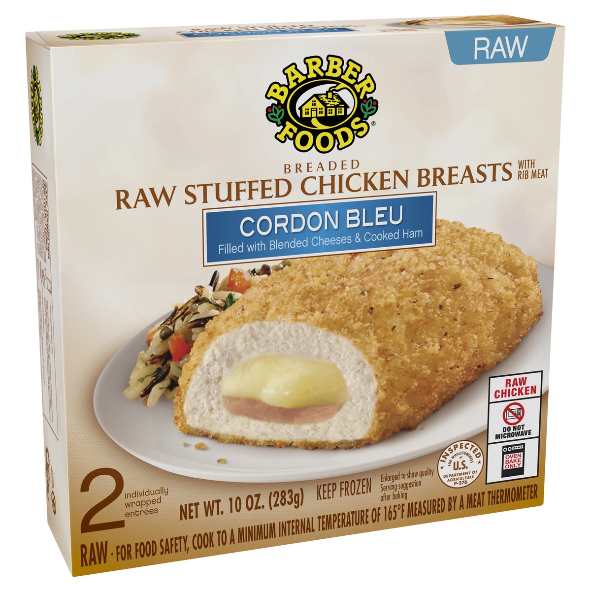 slide 7 of 7, Barber Foods Stuffed Chicken Breasts Cordon Bleu, 2 Count (Frozen), 283.50 g