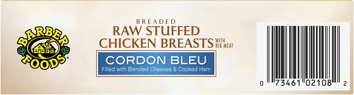 slide 6 of 7, Barber Foods Stuffed Chicken Breasts Cordon Bleu, 2 Count (Frozen), 283.50 g