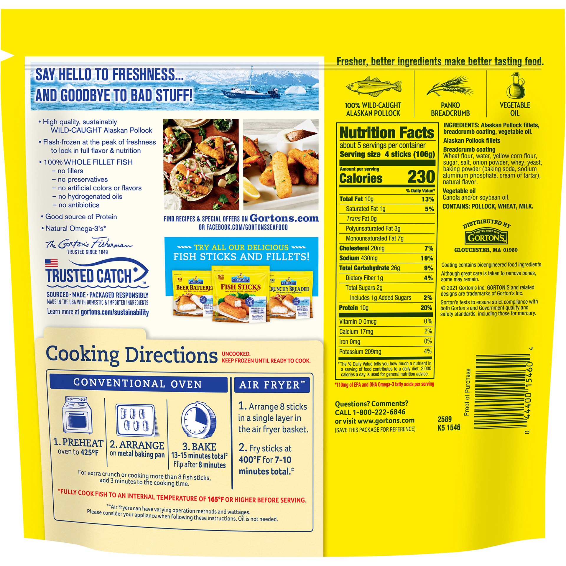 slide 10 of 10, Gorton's Fish Sticks Bag - 20 Count, 20 ct