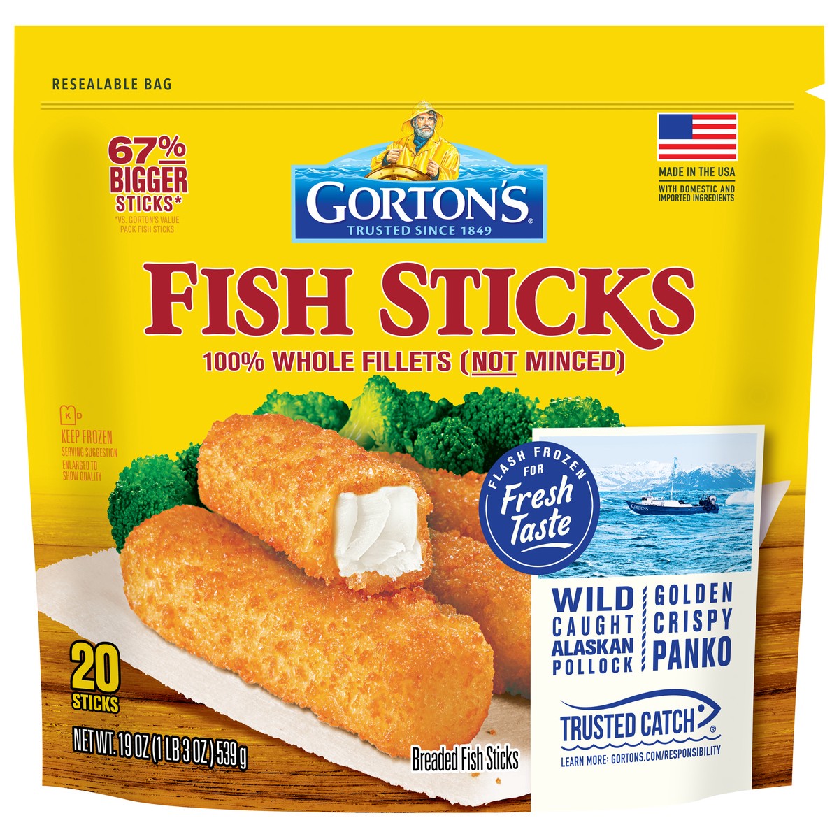 slide 1 of 10, Gorton's Breaded Whole Fish Sticks 20 Sticks, 20 ct