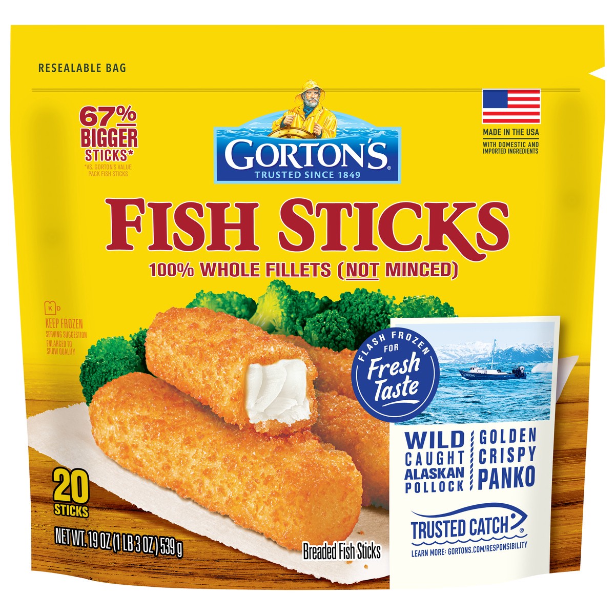 slide 1 of 10, Gorton's Breaded Whole Fish Sticks 20 Sticks, 20 ct