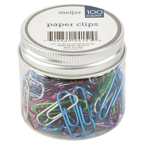 slide 1 of 1, Meijer Colored Paper Clips, 2.25X2    