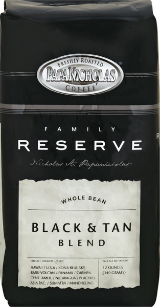 slide 1 of 1, PapaNicholas Coffee, Family Reserve Whole Bean Black & Tan Blend, 12 oz