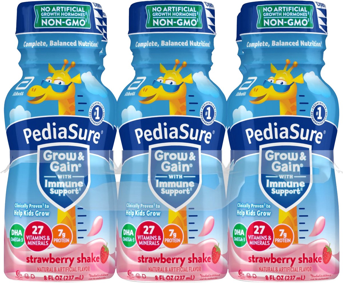 slide 6 of 6, PediaSure Grow & Gain Strawberry Shake 6 - 8 fl oz Bottles, 6 ct; 8 fl oz