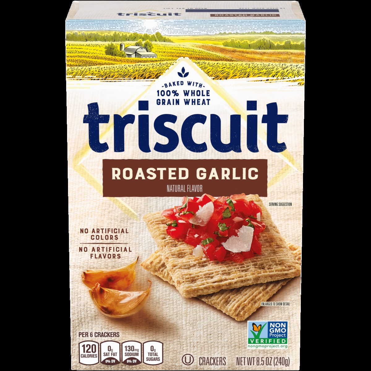 slide 1 of 1, Triscuit Roasted Garlic Crackers, 8.5 oz