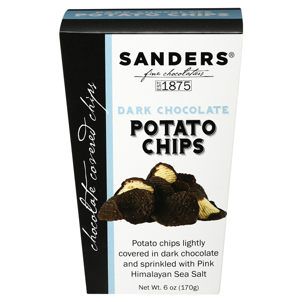 slide 1 of 1, Sanders Dark Chocolate Potato Chips with Pink Himalayan Salt, 6 oz