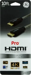 GE Pro HDMI Cable, High Speed With Ethernet, Gold Connectors - Black