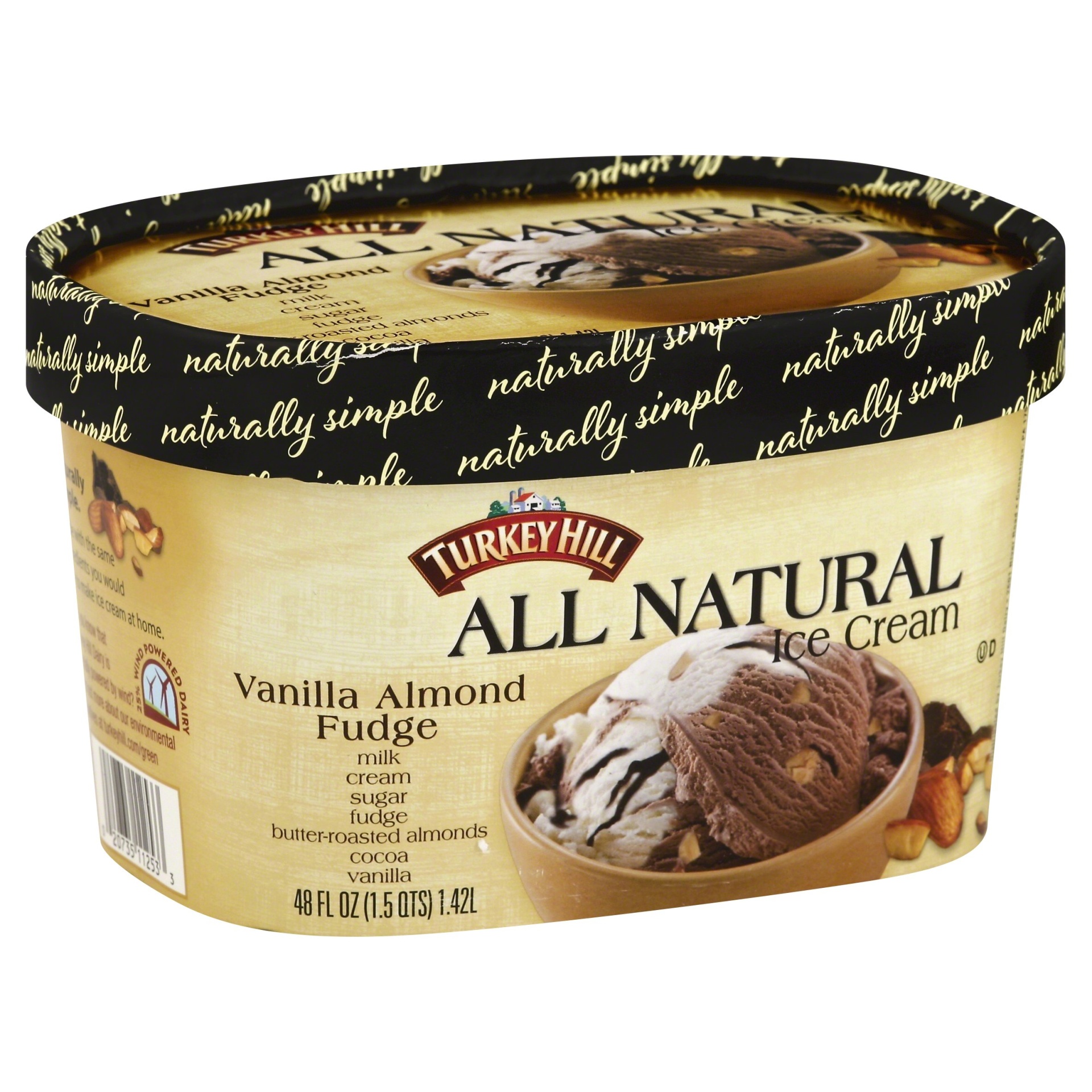 slide 1 of 1, Turkey Hill All Natural Vanilla Almond Fudge Ice Cream, 48 fl oz