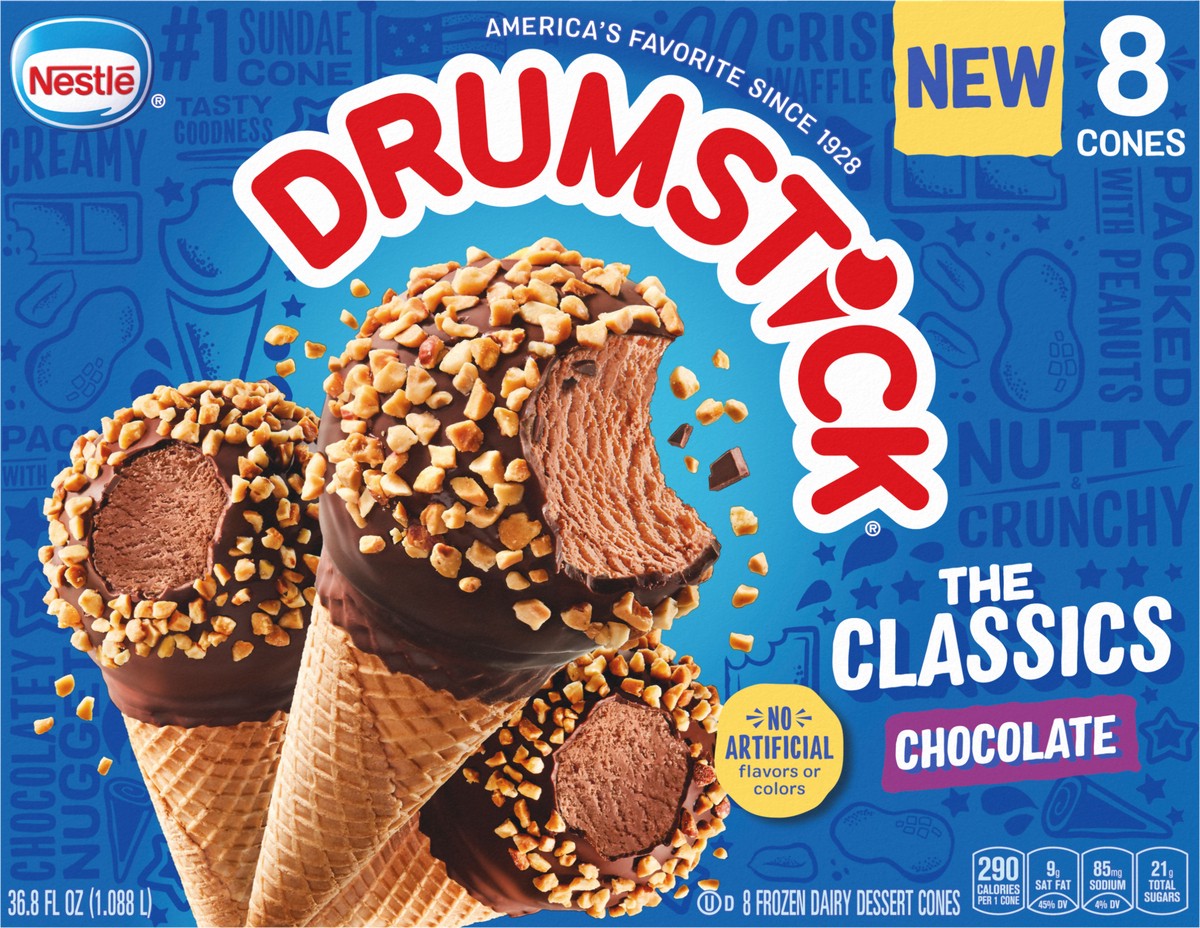 slide 12 of 13, Drumstick Chocolate Sundae Cones, 8 Count, 8 ct