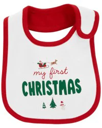 Carter's Baby My First Christmas Teething Bib White/Red OSZ