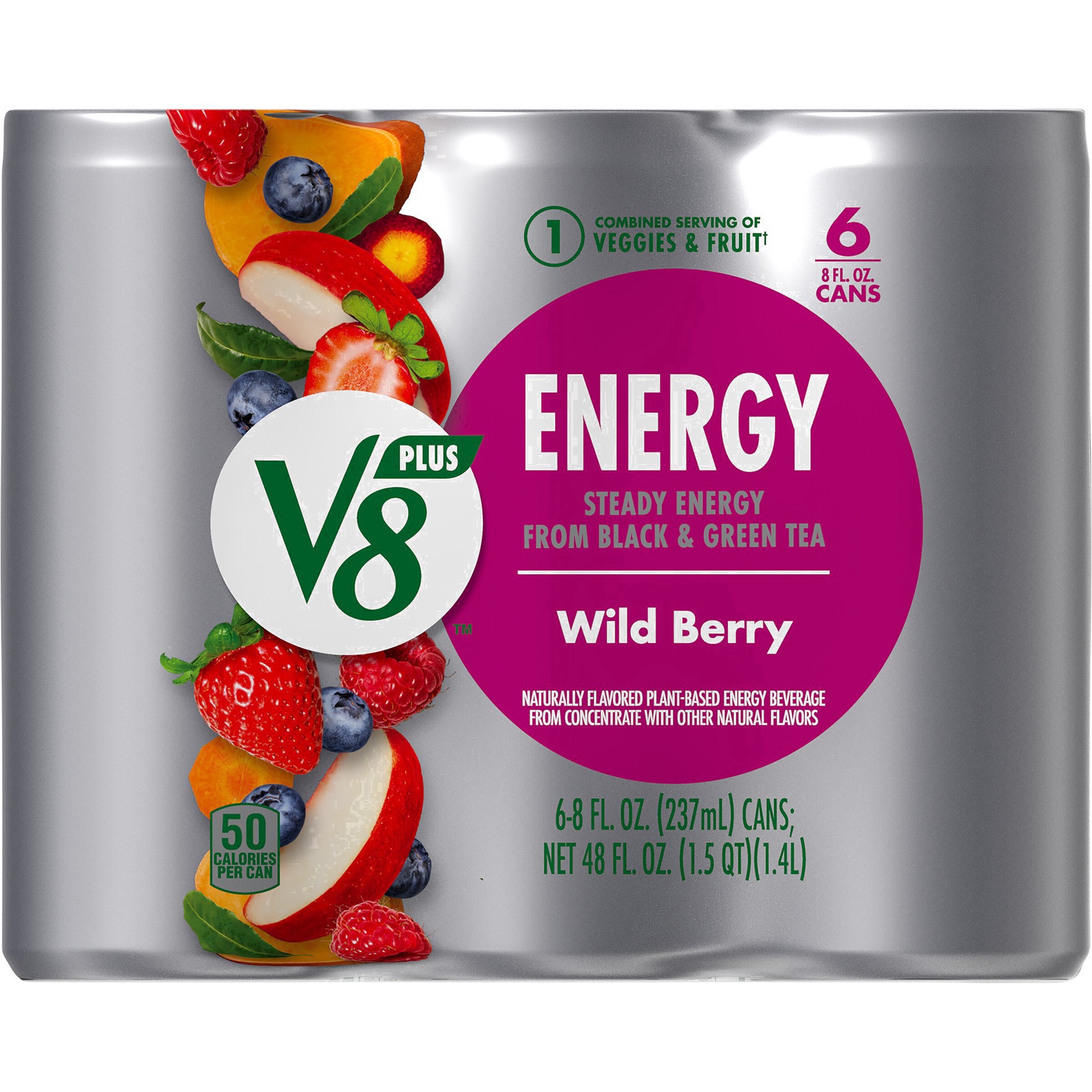 slide 67 of 78, V8 Wild Berry Flavored Energy Drink, 48 fl oz