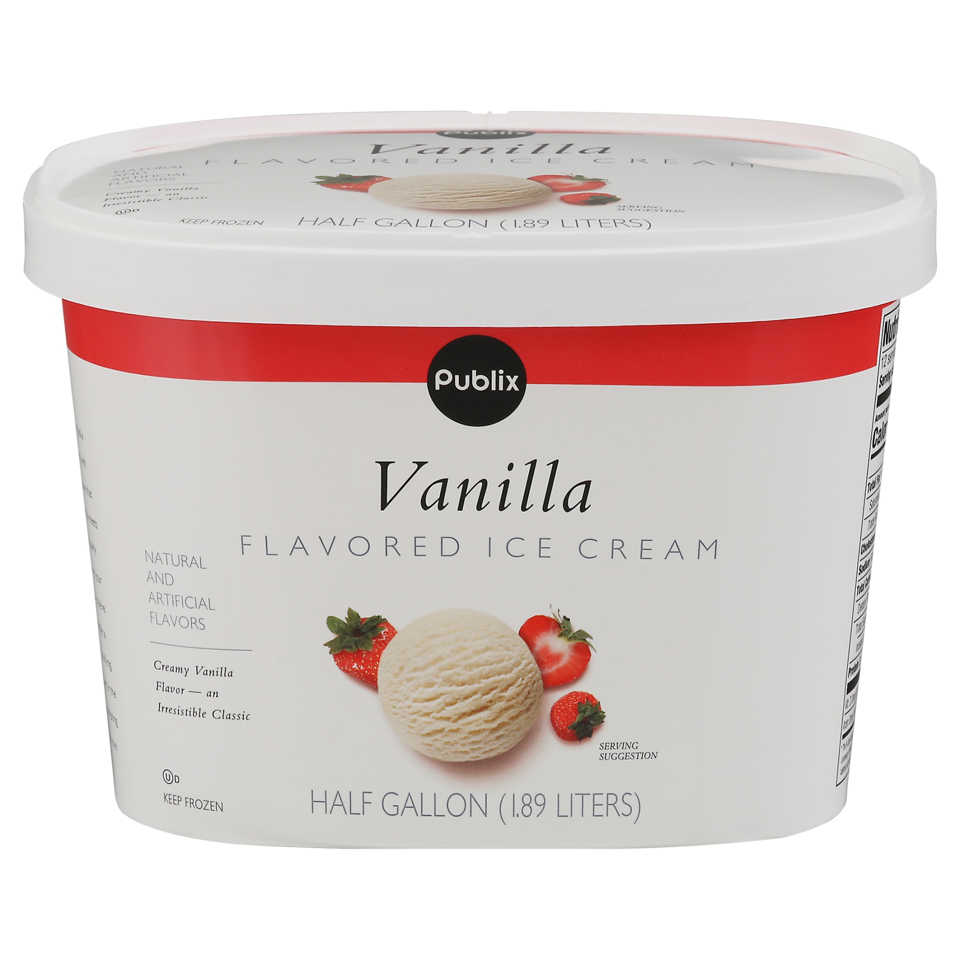 slide 1 of 1, Publix Vanilla Ice Cream, 1/2 gal