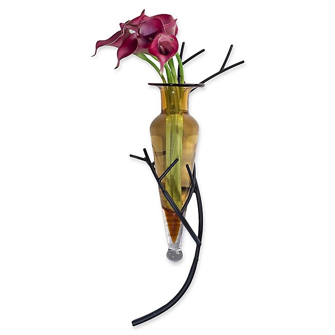 slide 1 of 1, Danya B. Glass Amphora Vase with Iron Twig Wall Sconce - Amber, 1 ct