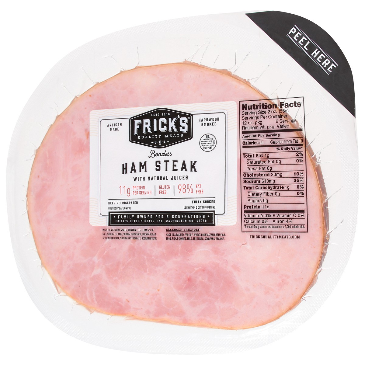 slide 2 of 4, Frick's Boneless Ham Steak with Natural Juices 1 ea, 1 ct