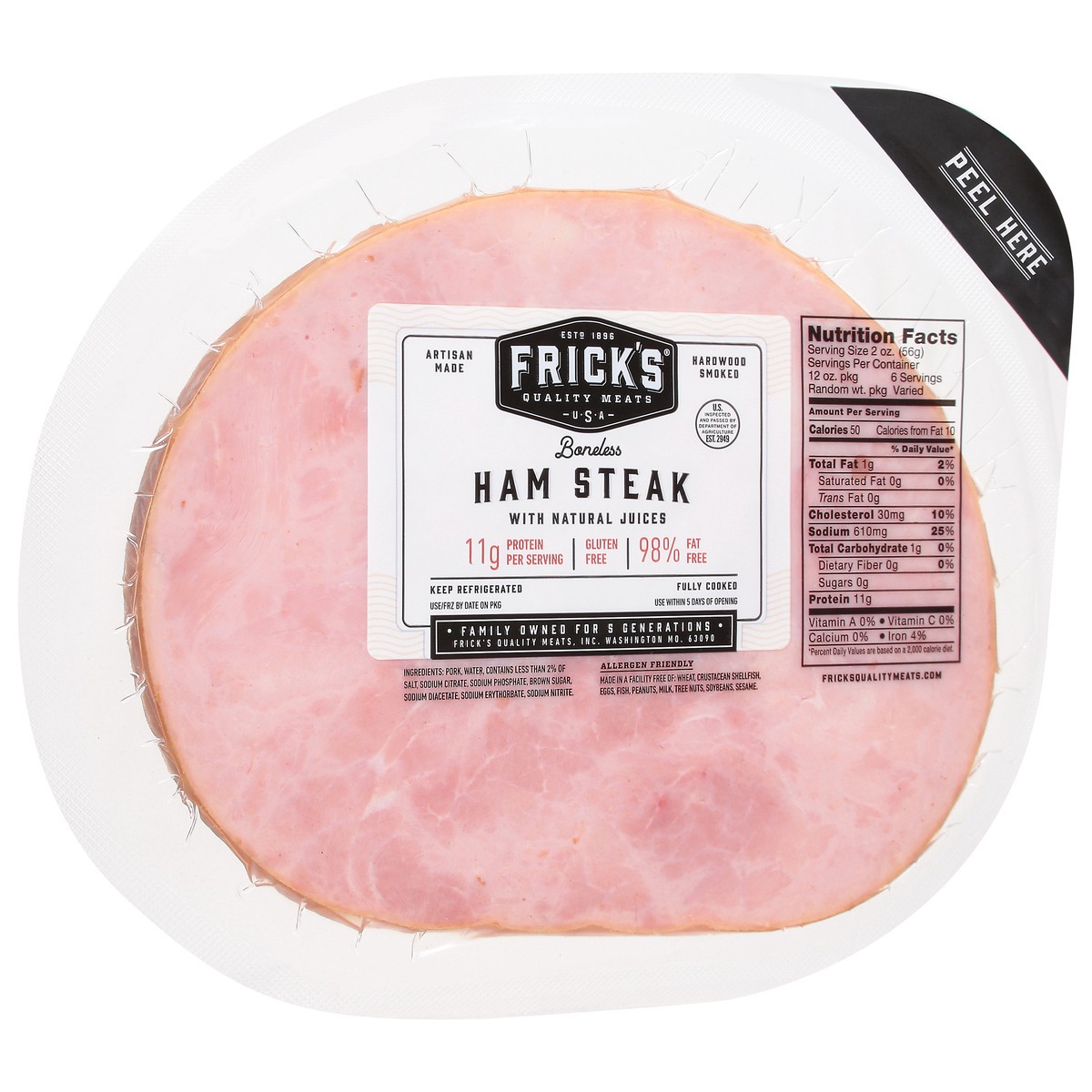 slide 3 of 4, Frick's Boneless Ham Steak with Natural Juices 1 ea, 1 ct