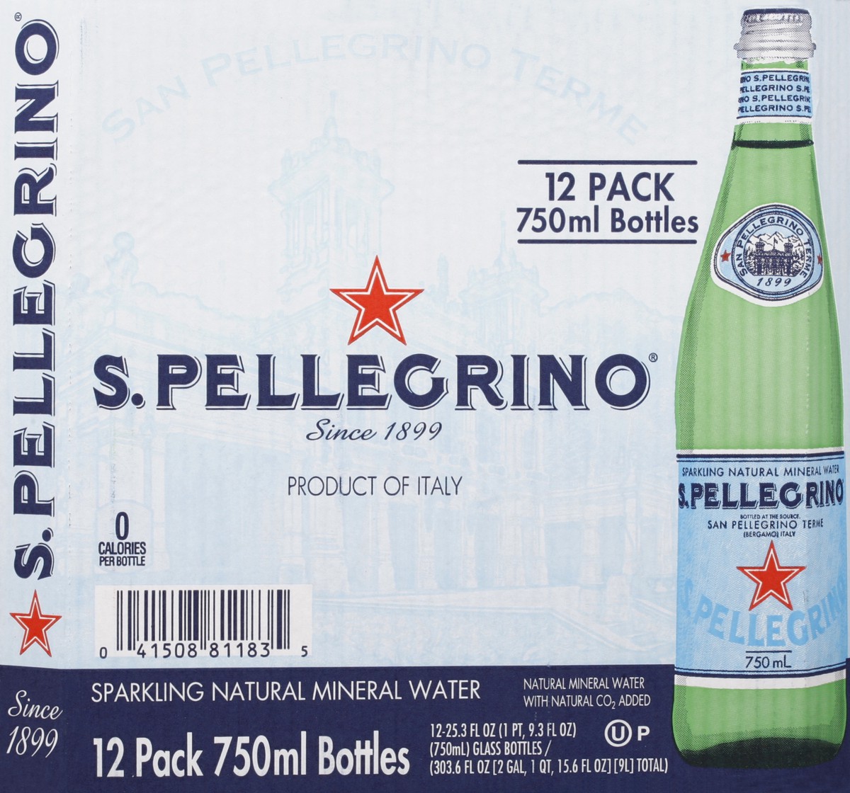 slide 6 of 7, S.Pellegrino Sparkling Natural Mineral Water, 12 Pack of Glass Bottles, 12 ct; 25.3 fl oz