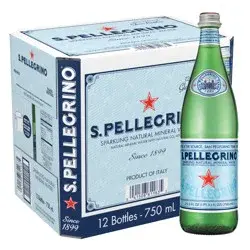 S.Pellegrino Sparkling Natural Mineral Water, 12 Pack of Glass Bottles