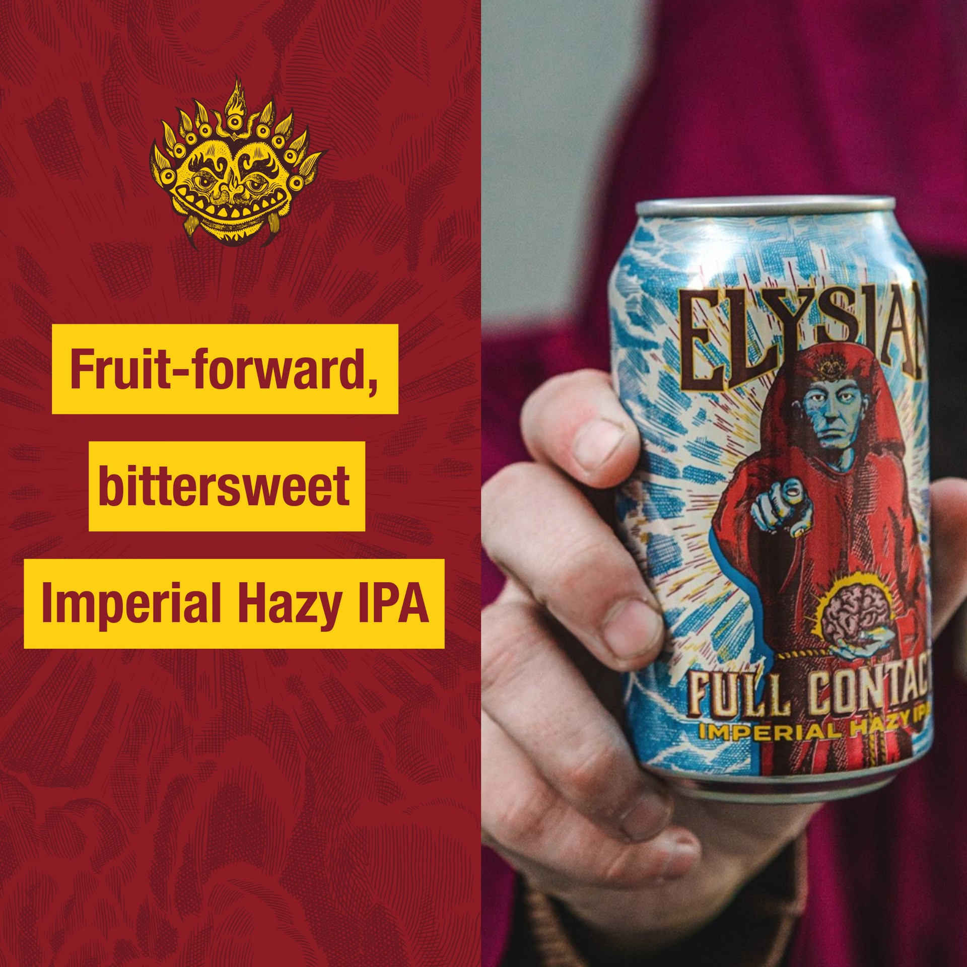 slide 4 of 6, Elysian Full Contact Imperial Hazy IPA, 6 Pack 12 FL OZ Cans, 6 ct; 12 oz